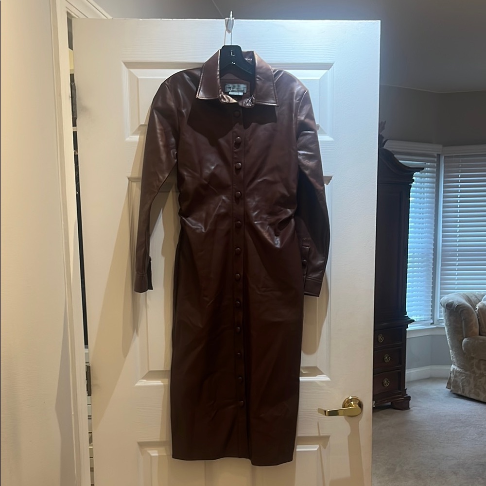 Elegant Brown Leather dress